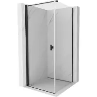 Mexen Mist-B draaibare douchecabine 80 x 80 , transparant, zwart - 8A2T-080-080-70-00
