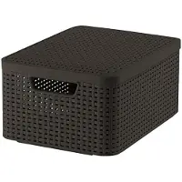 Curver Style Opbergmand M - met Deksel - L 39,3 x B 29,3 x H 18,7 cm - Bruin