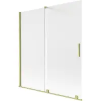 Mexen Velar badwand tweeledig schuifbaar 150 x 150 cm, matglas, geborsteld goud - 896-150-000-31-55