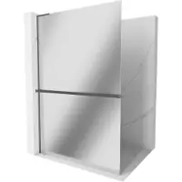 Mexen Kioto+ L douchewand met plank Walk-in 100 x 200 , spiegel, gepolijst geweergrijs - 800-100-123-66-50