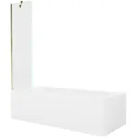 Mexen Vega rechthoekig bad 170 x 70 met ombouw en 1-delige paravent 50 , transparant, goud - 550117070X9505000050