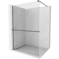 Mexen Kioto+ douchewand met plank Walk-in 105 x 200 , transparant, gun metal - 800-105-121-95-00