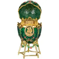 Danila-Souvenirs Faberge-stijl Alexander Palace-ei juwelendoos juwelenkistje 14 cm groen