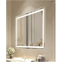 OEM LED-wandspiegel, 70x100 cm, met voor- en achtergrondverlichting, ochtendlichtfunctie en 3D-kleurtemperatuurregeling voor een betere make-up en persoonlijke verzorging