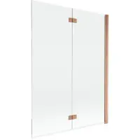 Mexen Mist badwand 2-delige rechts 130 x 150 , transparant, geborsteld koper - 8A9-130-002-65-00-P