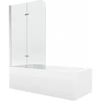 Mexen Cubik rechthoekig bad 170 x 70 met ombouw en 2-vleugelig scherm 100 , transparant, chroom - 550317070X9010020100