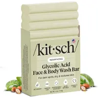 Kitsch Glycolzuur Face & Body Wash Bar - Exfoli?ende zeep met sheaboter voor een gladdere, helderdere huid - Zachte zeep en body wash Dames en heren