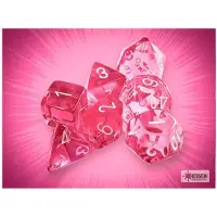 Chessex Dice Set - 16mm Doorschijnende Roze/Witte Plastic Polyhedrale Dobbelstenen