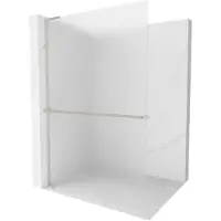 Mexen Kioto+ L douchewand met plank Walk-in 100 x 200 , matglas, geborsteld nikkel - 800-100-123-97-30