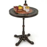 Helloshop26 Ronde eettafel - - 60,5 x 73 cm - Gegoten aluminium - Weerbestendig - Verstelbare poten