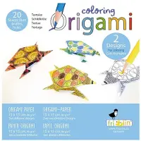 Fridolin Origami Kit - - Schildpad - 20 Vellen - 15x15 cm - Voor Kinderen om in te Kleuren