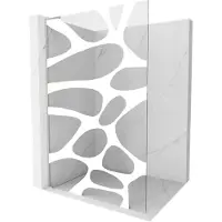 Mexen Kioto L douchewand Walk-in 70 x 200 , witte golf, geborsteld nikkel - 800-070-103-97-97