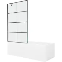 Mexen Cubik rechthoekig bad 150 x 70 met omkasting en 1-delige scherm 100 , zwart patroon - 550315070X9510007077