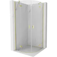 Mexen Mist half ronde douchecabine met scharnier 70 x 70 , transparant, goud geborsteld - 8A33-070-070-55-00