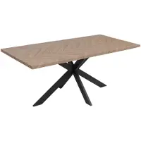 Mendler Eettafel -O55, keukentafel Eettafel, industrieel MDF metaal 180 cm ~ licht eikenlook