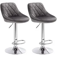 Helloshop26 Barstoel van velours set van 2 stuks donkergrijs 19_0000395