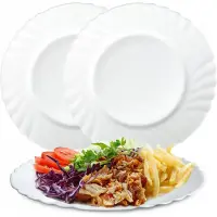 Kadax Gehard glas, 3-delige set, platte coupéborden, minimalistische uitsparing, taartborden, ronde ontbijtborden, saladeborden (25,5 cm, wit)