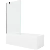 Mexen Cubik rechthoekig bad 160 x 70 met omhulsel en 1-vleugelig scherm 90 , transparant, zwart - 550316070X9509000070