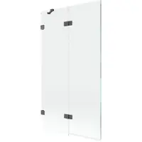 Mexen Lunar badwand 2-delige linkerkant 100 x 150 , transparant, geborsteld pistoolgrijs - 897-100-100-66-00-L