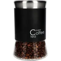 Kadax Glazen container, container voor koffie, bladerthee, koffiecontainers, theecontainers, suikercontainers, vershouddozen, voorraaddozen (1000 ml, zwart)