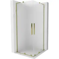 Mexen Velar L Duo schuifdouchecabine 90 x 90 , satijn, goud - 871-090-090-02-33-50