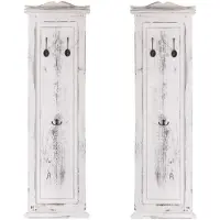 MCW Set van 2 kapstokken T33, wandkapstok, kapstokpaneel, wandhaken hout 109x28x4cm ~ wit shabby