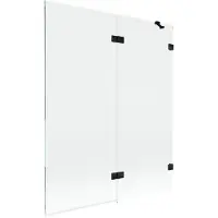 Mexen Lunar badkamerwand 2-vleugelig rechts 140 x 150 , transparant, zwart - 897-140-100-70-00-P
