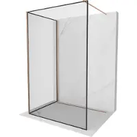 Mexen Kioto douchewand Walk-in 120 x 120 , zwarte rand, geborsteld koper - 800-120-212-65-70-120