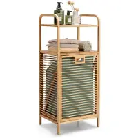Helloshop26 Wasmand - - Inklapbare wasmand - Bamboe - 40,5x33x95,5 cm - Afneembare mand &amp; planken