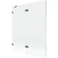 Mexen Lunar badscherm 2-delige linkerzij 140 x 150 , transparant, kanonmetaal - 897-140-100-95-00-L