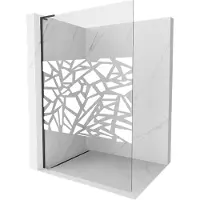 Mexen Kioto L douchewand Walk-in 90 x 200 , wit patroon, zwart - 800-090-103-70-85