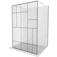 Mexen Kioto vrijstaande douchewand 110 x 200 , zwart patroon 8 mm, geborsteld nikkel - 800-110-002-97-78