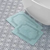 Laura Ashley Omkeerbare katoenen badmattenset 2-delig Aqua