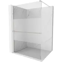 Mexen Kioto+ douchewand met plank Walk-in 110 x 200 , transparant/matglas, geborsteld nikkel - 800-110-121-97-35