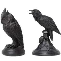 Melitt Gotische Kraai Kaarsenhouder Retro Zwarte Uil Kandelaar Hars Sculptuur Ambacht Halloween Beeld Sfeer Huisdecoratie