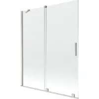 Mexen Velar tweedelige schuifbare badwand 140 x 150 , transparant, geborsteld nikkel - 896-140-000-01-97