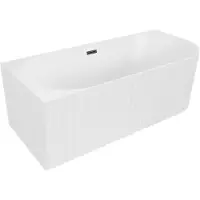 Mexen Gia vrijstaande hoekbad geribbeld links 170 x 80 , wit mat, zwarte overloop - 52701708001L-70