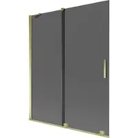 Mexen Velar badwand 2-delig schuifbaar 140 x 150 , grafiet, goud - 896-140-000-41-50