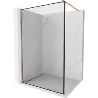 Mexen Kioto Walk-in douchewand 110 x 200 , zwarte rand 8 mm, geborsteld koper - 800-110-101-65-70