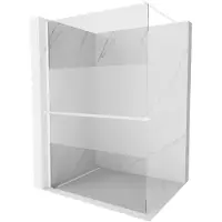 Mexen Kioto+ douchewand met plank Walk-in 100 x 200 , transparant/matglas, wit - 800-100-121-20-35