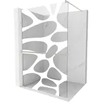 Mexen Kioto+ douchewand met plank Walk-in 140 x 200 , witte golf, geborsteld nikkel - 800-140-121-97-97