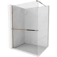 Mexen Kioto+ douchewand met plank Walk-in 105 x 200 , transparant, roze goud - 800-105-121-60-00
