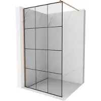 Mexen Kioto douchewand Walk-in 120 x 200 , zwart raster 8 mm, geborsteld koper - 800-120-101-65-77