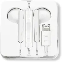 Avizar iPhone Lightning bedrade hoofdtelefoon Handsfree kit Bediening+Microfoon Wit