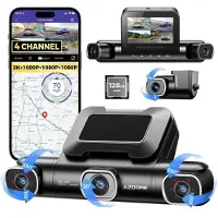 AZDome M660 4-kanaals 360 2,5K+3x1080P autodashcam met 128 GB eMMC en 5G wifi