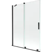 Mexen Velar badwand 2-delig uitschuifbaar 130 x 150 , transparant, zwart - 896-130-000-01-70
