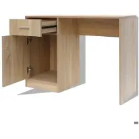 Helloshop26 Bureau werktafel computer met lade en kast 100 cm eiken 0502110