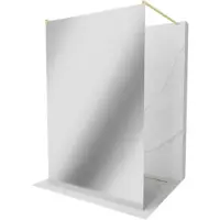 Mexen Kioto vrijstaande douchewand 110 x 200 , spiegel 8 mm, goud geborsteld - 800-110-002-55-50