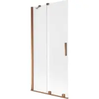 Mexen Velar badwand 2-delig schuifbaar 90 x 150 cm, matglas, roségoud - 896-090-000-31-60