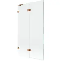 Mexen Lunar L badwand 2-delig links 100 x 150 , transparant, geborsteld koper - 897L-100-100-65-00-L